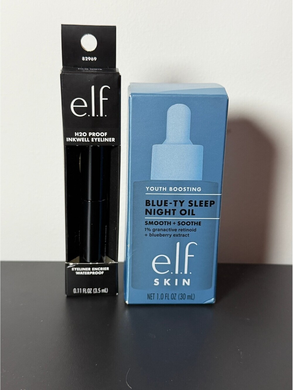 e.l.f. Blue-ty Sleep Night Oil + H2O Proof Inkwell Eyeliner Set NEW